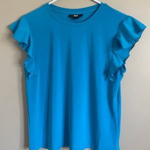 Blue Ruffled Tank Top